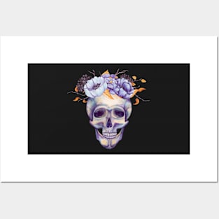 Skull with Flowers Posters and Art